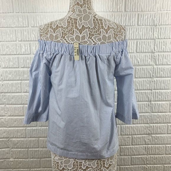 Madewell Clean Off The Shoulder Blue Top Small - Picture 4 of 6